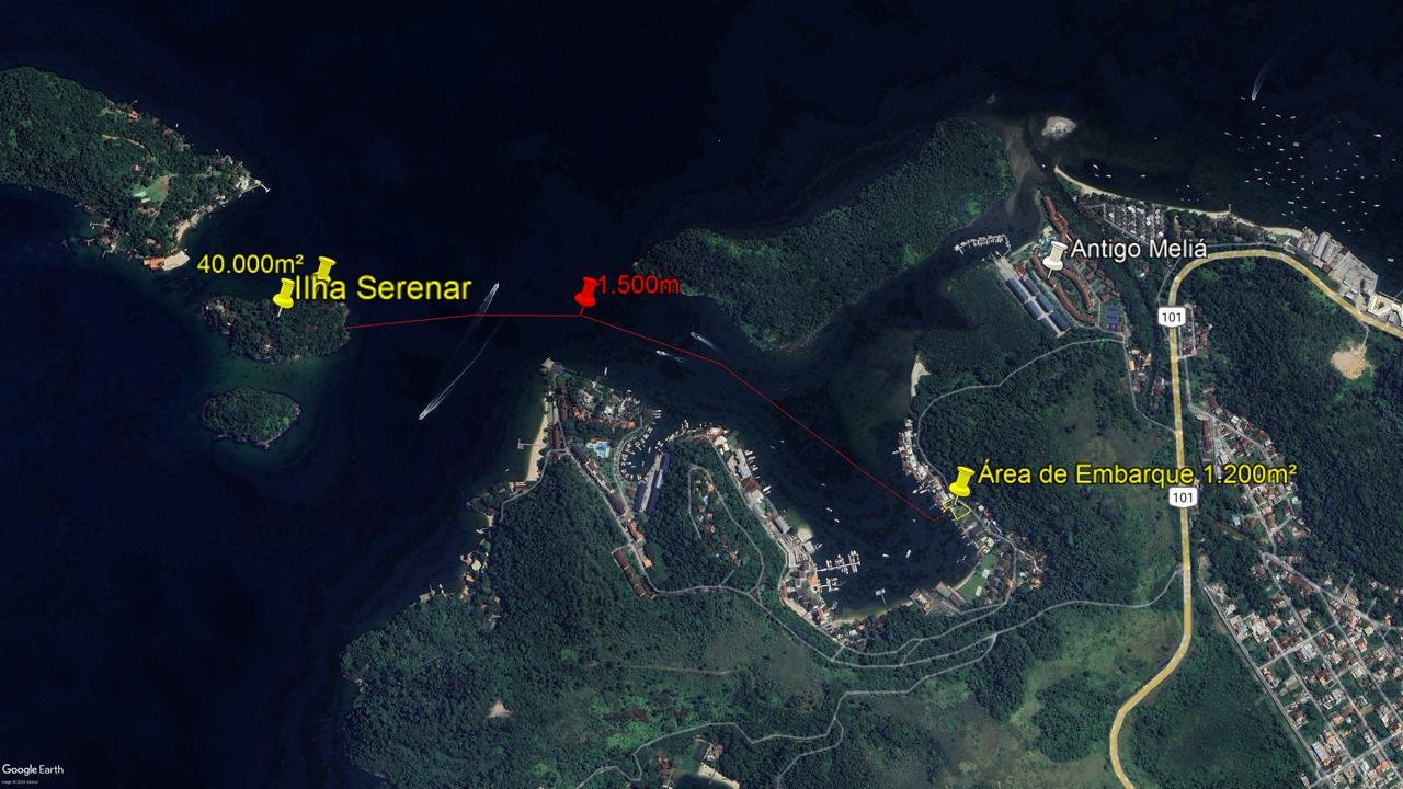 Mapa ilustrativo do acesso à Ilha Serenar